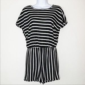 NWT See You Monday B&W Striped Romper - Size Med